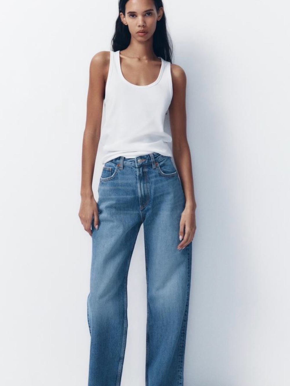 Zara TRF High Rise Wide Leg Jeans
